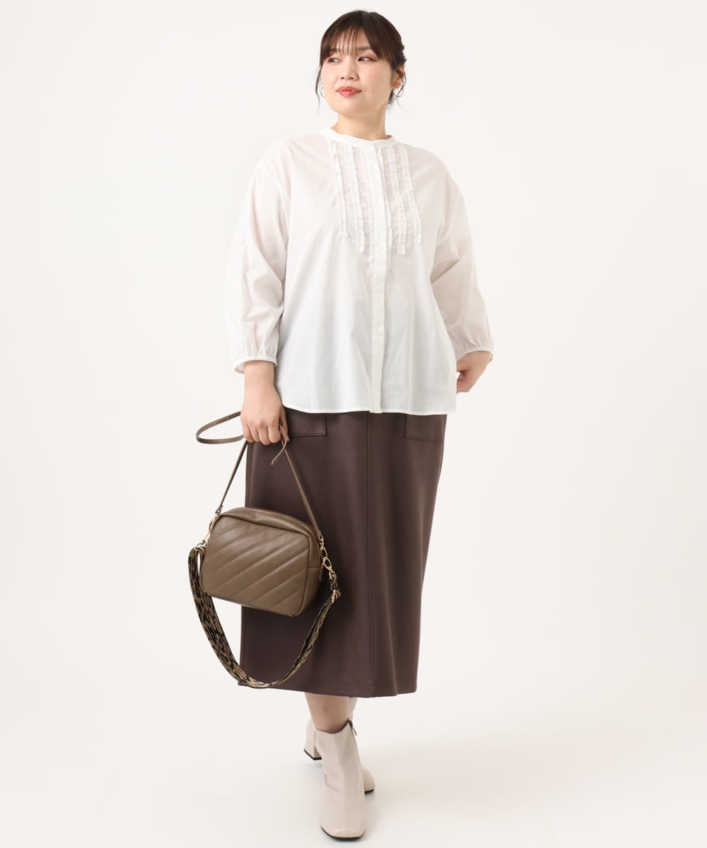 OLBKA05089 eur3(エウルキューブ) 【大きいサイズ】コットンフリルブラウス アイボリー(80)