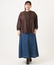 OLBKA05089 eur3(エウルキューブ) 【大きいサイズ】コットンフリルブラウス ダークブラウン(87)