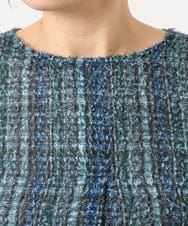 OLBKA06089 eur3(エウルキューブ) 【WEB先行販売】【大きいサイズ】カットジャカードチェック柄ブラウス ブルー(55)