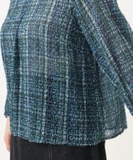 OLBKA06089 eur3(エウルキューブ) 【WEB先行販売】【大きいサイズ】カットジャカードチェック柄ブラウス ブルー(55)