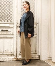 OLBKA06089 eur3(エウルキューブ) 【WEB先行販売】【大きいサイズ】カットジャカードチェック柄ブラウス ブルー(55)