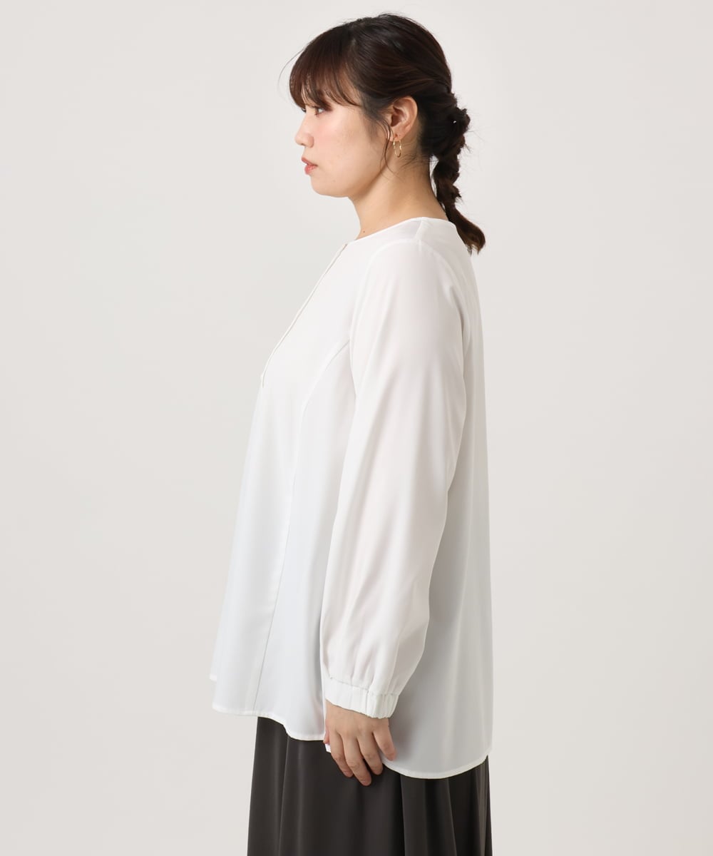 OLBKA07119 eur3(エウルキューブ) 【WEB先行販売】【大きいサイズ】フェザーベスト＋ブラウスセット ライトグレー(91)