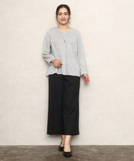 OLBKA08079 eur3(エウルキューブ) 【WEB先行販売】【大きいサイズ/11号サイズあり】Vネックストライプブラウス ホワイト(90)