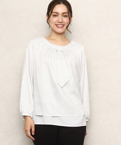 OLBKA09089 eur3 【WEB先行販売】【大きいサイズ/11号サイズあり】ストレッチツイルブラウス