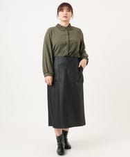 OLBKA11089 eur3(エウルキューブ) 【WEB先行販売】【大きいサイズ】ポーラレース襟ブラウス カーキ(36)