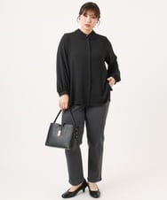 OLBKA11089 eur3(エウルキューブ) 【WEB先行販売】【大きいサイズ】ポーラレース襟ブラウス ブラック(94)
