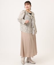 OLBKA15099 eur3(エウルキューブ) 【WEB先行販売】【大きいサイズ】ラッフルネック小花プリントブラウス ベージュ(82)