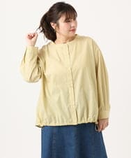 OLBKA16089 eur3(エウルキューブ) 【WEB先行販売】【大きいサイズ】バンドカラーストライプブラウス マスタード(26)