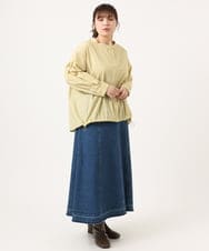 OLBKA16089 eur3(エウルキューブ) 【WEB先行販売】【大きいサイズ】バンドカラーストライプブラウス マスタード(26)