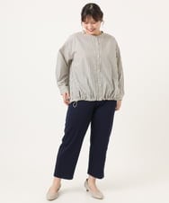 OLBKA16089 eur3(エウルキューブ) 【WEB先行販売】【大きいサイズ】バンドカラーストライプブラウス アイボリー(80)