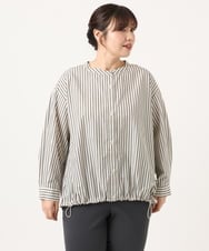 OLBKA16089 eur3(エウルキューブ) 【WEB先行販売】【大きいサイズ】バンドカラーストライプブラウス アイボリー(80)