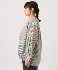 OLBKA16089 eur3(エウルキューブ) 【WEB先行販売】【大きいサイズ】バンドカラーストライプブラウス アイボリー(80)