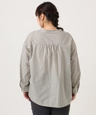 OLBKA16089 eur3(エウルキューブ) 【WEB先行販売】【大きいサイズ】バンドカラーストライプブラウス アイボリー(80)