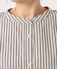 OLBKA16089 eur3(エウルキューブ) 【WEB先行販売】【大きいサイズ】バンドカラーストライプブラウス アイボリー(80)