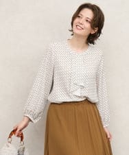 OLBKD07089 eur3(エウルキューブ) 【WEB先行販売】【大きいサイズ/洗える/11号サイズあり】カスケードディテールブラウス アイボリー
