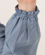 OLBKD09099 eur3(エウルキューブ) 【大きいサイズ/11号サイズあり】リボンタイフリルネックブラウス ライトブルー
