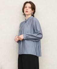 OLBKD09099 eur3(エウルキューブ) 【大きいサイズ/11号サイズあり】リボンタイフリルネックブラウス ライトブルー
