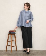 OLBKD09099 eur3(エウルキューブ) 【大きいサイズ/11号サイズあり】リボンタイフリルネックブラウス ライトブルー
