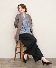 OLBKD09099 eur3(エウルキューブ) 【大きいサイズ/11号サイズあり】リボンタイフリルネックブラウス ライトブルー