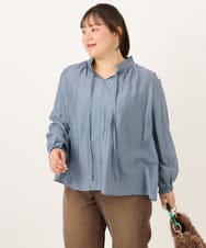 OLBKD09099 eur3(エウルキューブ) 【大きいサイズ/11号サイズあり】リボンタイフリルネックブラウス ライトブルー