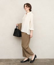 OLBKD09099 eur3(エウルキューブ) 【大きいサイズ/11号サイズあり】リボンタイフリルネックブラウス アイボリー