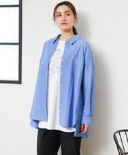 OLBKD14099 eur3(エウルキューブ) 【大きいサイズ】ドロップショルダーシャツ ブルー