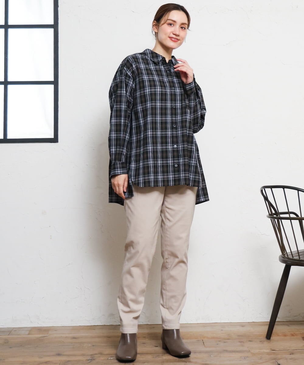 OLBKD14099 eur3(エウルキューブ) 【大きいサイズ】ドロップショルダーシャツ ブラック
