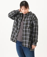 OLBKD14099 eur3(エウルキューブ) 【大きいサイズ】ドロップショルダーシャツ ブラック