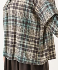 OLBKD15089 eur3(エウルキューブ) 【大きいサイズ/2way】千鳥チェックブラウス グリーン