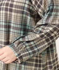 OLBKD15089 eur3(エウルキューブ) 【大きいサイズ/2way】千鳥チェックブラウス グリーン