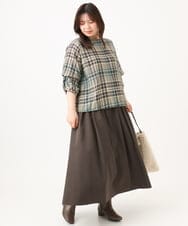 OLBKD15089 eur3(エウルキューブ) 【大きいサイズ/2way】千鳥チェックブラウス グリーン