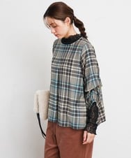 OLBKD15089 eur3(エウルキューブ) 【大きいサイズ/2way】千鳥チェックブラウス グリーン