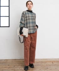 OLBKD15089 eur3(エウルキューブ) 【大きいサイズ/2way】千鳥チェックブラウス グリーン