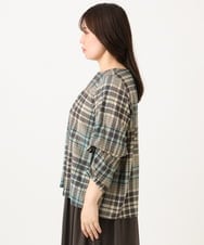 OLBKD15089 eur3(エウルキューブ) 【大きいサイズ/2way】千鳥チェックブラウス グリーン