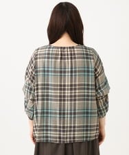 OLBKD15089 eur3(エウルキューブ) 【大きいサイズ/2way】千鳥チェックブラウス グリーン