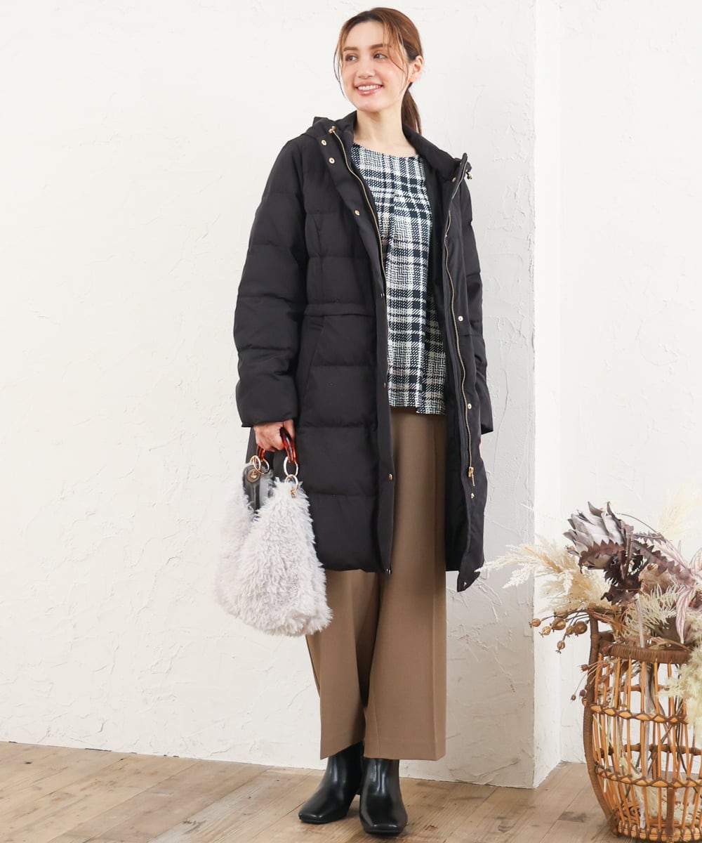 OLBKD15089 eur3(エウルキューブ) 【大きいサイズ/2way】千鳥チェックブラウス ブラック