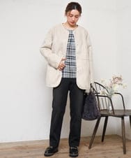 OLBKD15089 eur3(エウルキューブ) 【大きいサイズ/2way】千鳥チェックブラウス ブラック