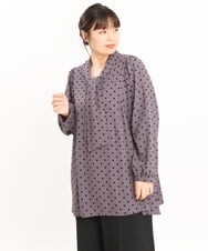 OLBKS03099 eur3(エウルキューブ) 【大きいサイズ/11号サイズあり】ビッグボウブラウス ダークグレー(93)