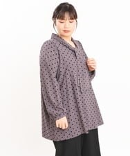 OLBKS03099 eur3(エウルキューブ) 【大きいサイズ/11号サイズあり】ビッグボウブラウス ダークグレー(93)