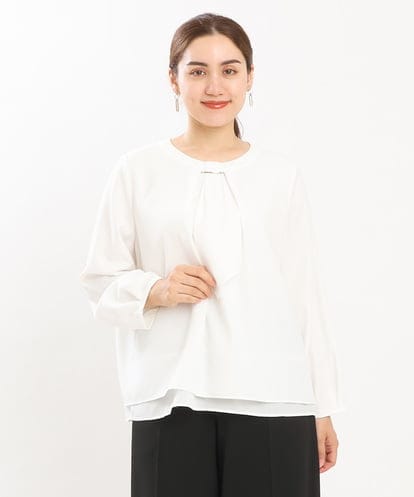 OLBKS07079  【大きいサイズ/11号サイズあり】ボウタイ風ブラウス