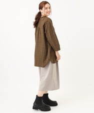 OLBKV08099 eur3(エウルキューブ) 【大きいサイズ】シャーリングチェックブラウス ダークブラウン(87)