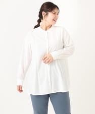 OLBLA12099 eur3(エウルキューブ) 【WEB先行販売】【大きいサイズ】バンドカラーブラウス ホワイト(90)