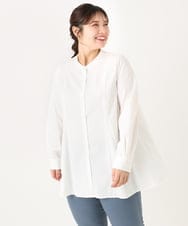 OLBLA12099 eur3(エウルキューブ) 【WEB先行販売】【大きいサイズ】バンドカラーブラウス ホワイト(90)
