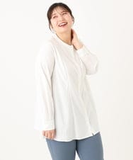 OLBLA12099 eur3(エウルキューブ) 【WEB先行販売】【大きいサイズ】バンドカラーブラウス ホワイト(90)
