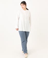 OLBLA12099 eur3(エウルキューブ) 【WEB先行販売】【大きいサイズ】バンドカラーブラウス ホワイト(90)