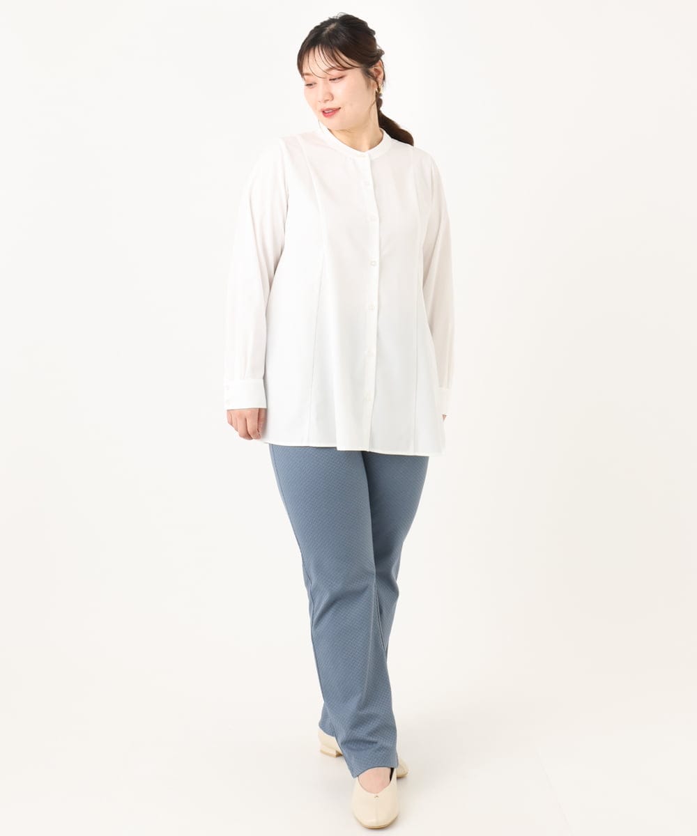 OLBLA12099 eur3(エウルキューブ) 【WEB先行販売】【大きいサイズ】バンドカラーブラウス ホワイト(90)