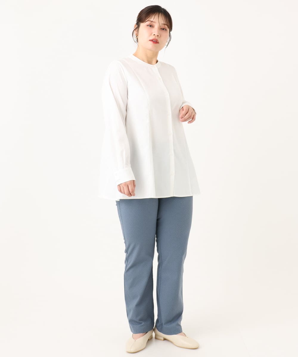 OLBLA12099 eur3(エウルキューブ) 【WEB先行販売】【大きいサイズ】バンドカラーブラウス ホワイト(90)