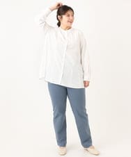 OLBLA12099 eur3(エウルキューブ) 【WEB先行販売】【大きいサイズ】バンドカラーブラウス ホワイト(90)
