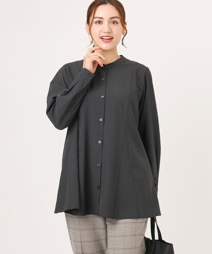 OLBLA12099  【WEB先行販売】【大きいサイズ】バンドカラーブラウス
