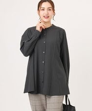 OLBLA12099 eur3(エウルキューブ) 【WEB先行販売】【大きいサイズ】バンドカラーブラウス ダークグレー(93)